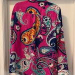 Ny Collection  Pink Paisley Button Up Top Size XL Front Pockets Photo 4
