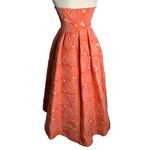 Rubber Ducky  Floral Rose Ball Gown M Coral Orange Strapless High Low Zipper Photo 4