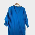 Ralph Lauren Lauren Dress Womens Sz XL Blue V-Neck Shift With Tie Split Sleeves Photo 1