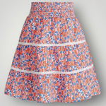 J.Crew red floral smocked waist lace tiered skirt size large Red Photo 0