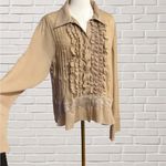 Allison Taylor Sheer Ruffle Lace Button Front Blouse Ethereal Romantic Whimsical Y2K Photo 1