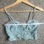 American Eagle  Outfitters Light Blue Denim Bustier Crop Top Summer Small Smocked Photo 4