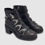 Aerosoles Gavyn Multi Buckle Biker Ankle Booties Crackled Black Leather Size 8.5 Photo 0