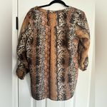 Bar III  brown black SNAKE PRINT BLOUSE Shirt button top SIZE large Photo 1