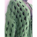 MM Knitted Twist Crochet Hollow Out Sweater Cardigan Long Sleeve Long OS Green Size undefined Photo 8