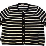 J.Crew Emilie Sweater Lady Jacket in Black Ivory Stripe Knit Cardigan, Sz XL Photo 11