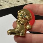 Avon Signed Cat In Boot With Red Santa Hat Holiday Brooch Pin Gold Tone Photo 6