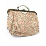 Vintage 50's 1950' paisley tapestry handbag metal frame top handle Saks Fifth Pink Photo 7