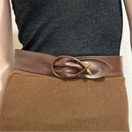 Vintage Unsigned Brown Soft Genuine Leather Women’s Dress Belt Size One Size Photo 2