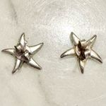 Sterling Silver Turquoise Rhinestone Starfish Stud Earrings Crystals Sparkle Blue Photo 4
