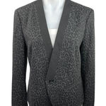 Ann Taylor Loft Black Tux Tuxedo Animal Print Double Breasted Blazer Jacket 8 Photo 0