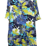 Habitat  Women's Medium Floral Tunic Dress V-Neck Bright Artsy Blue Half Sleeve Photo 0