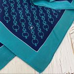 100% Silk 34”x35” Chain Design Scarf Blue Photo 7