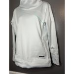 EightyOne 20 Sweatshirt Womens Medium Blue Cowl Neck Funnel Fleece Pullover White Photo 2