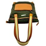 Gucci Olive Green Canvas and Orange Leather Tricolor Top Zip Tote Bag Photo 1