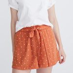 Madewell Drapey Pull On Polka Dot Shorts Orange White Small Photo 0