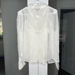 J.Crew NWT  Ruffle Button-up Shirt Crinkle Chiffon White Cream Photo 2