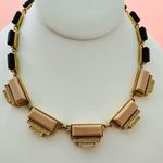 Fossil Deco Statement Necklace Gold Pink Grey Crystal Lobster Clasp Photo 1