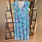 Umgee  maxi dress lilly Pulitzer print watercolor ruffle short sleeve tiered Photo 1