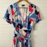 Alfani  Women's Petite Printed Wrap Dress Blue Soft Blooms Size 10P NWT Photo 2