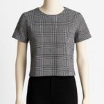 Banana Republic Plaid Top Womens Small Gray Glen Check Short Sleeve Minimalist Photo 0