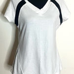 Danskin -White and Black Short Sleeve V-Neck Tee Y2K Vibes Size M Photo 0