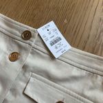 J.Crew New Linen Blend button front a-line skirt flap pockets beige 00 Photo 11
