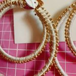 Noir double loops earrings gold beads White Photo 1