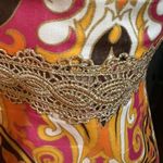 Vintage An Original Milly of New York Y2K Pink Gold Metallic Cotton Dress Size 6 Orange Photo 6