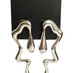 Pretty Little Thing Silver Abstract Curved Drop Statement Earrings Photo 0