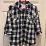 Sonoma Women's Blue White Plaid 3/4 Sleeve Button Down Shirt Top Large Gorpcore Photo 0