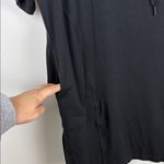 Athleta  Cabana Tunic Hoodie Sweatshirt Short Sleeve Womens Size XXS Black Active Photo 3