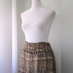 Brown & Cream Abstract Print Elastic Waist High Low Midi Skirt Size M Photo 3