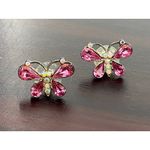 Butterfly Earrings Pink Rhinestones Fairycore Photo 1