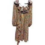 For Love & Lemons New  Brittany Floral Sheer Ruffled MIDI Balloon Sleeve Dress XS Photo 3