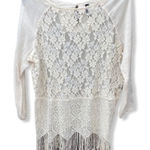 Free People  Sheer Lace‎ Top With Fringe Photo 0