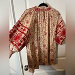 Savanna Jane Floral Print 3/4 Sleeve Mock Neck Peasant Western Embroidery Top 1X Red Photo 3