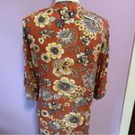 H.I.P. Retro Orange Floral Duster Kimono Short Bell Sleeves Open Front Rayon M/L Photo 7