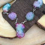 Rainbow Solar Quartz Sterling Silver Boho Statement Necklace Purple Photo 1