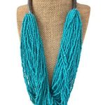 Multi Strand Turquoise Beaded Necklace Silver Tone Accents Vacation Beach Adj Photo 0