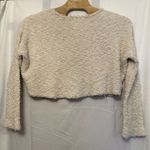 Free People Size Large Beige Ivory Oversized Boucle Sweater V Neck Long Sleeve Photo 3