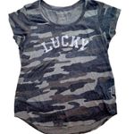 Lucky Brand  women’s camouflage cap sleeve t-shirt, size L EUC Photo 0