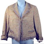 Bergamo Studio Tan Boucle Tweed Confetti Fringe Blazer | Size Medium Photo 1