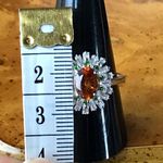 Natural Orange Garnet Moissanite Sterling Silver Ring Size 10 Photo 3