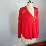 Free People  Red Lola Lace Top Photo 3