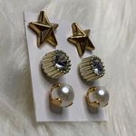 NWOT 3 Gold Color Studs Earrings Photo 2