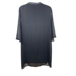 ZARA  Basic Black Sheer Line Short Sleeve Silver Sparkle  High Neck Mini Dress L Photo 4