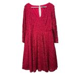 Torrid  Red Lace Long Sleeve V Neck Skater Stretch Flare Dress Size 2X Photo 4