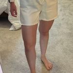 Princess Polly white high waisted denim shorts with the elastic waistband Photo 4