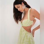 For Love & Lemons NWT Maureen Midi Gingham Green White Cutout Dress Size Small Photo 2